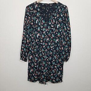 NWT Jessica Simpson Long Sleeve V-Neck Floral Romper‎ Short with Pocket Size L